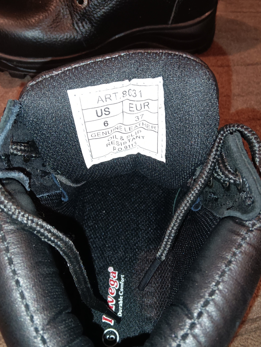 Women's Black Lace-Up Work Boots with Padded Ankle - Picture 4 of 6